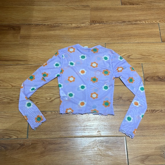 HM Purple Sheer Flower Crop Top - Picture 3 of 4